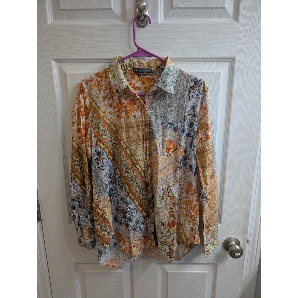 Elliott Lauren Vintage Patchwork Print Button Down Shirt Women - Size 10